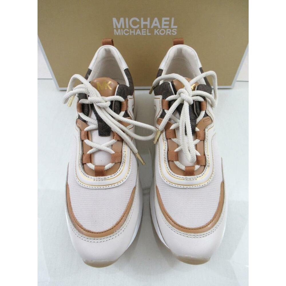 Women's Shoes Michael Kors Pippin Trainer Sneakers MK Logo Cream Multi Size 9.5 - Picture 6 of 11